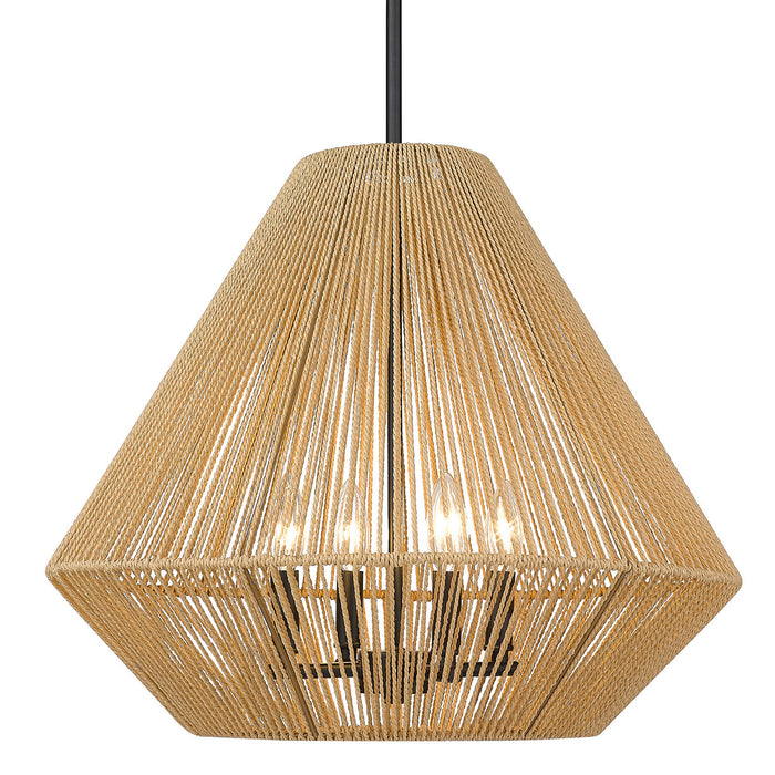 Golden 6937-4P BLK-NR Four Light Pendant, Matte Black