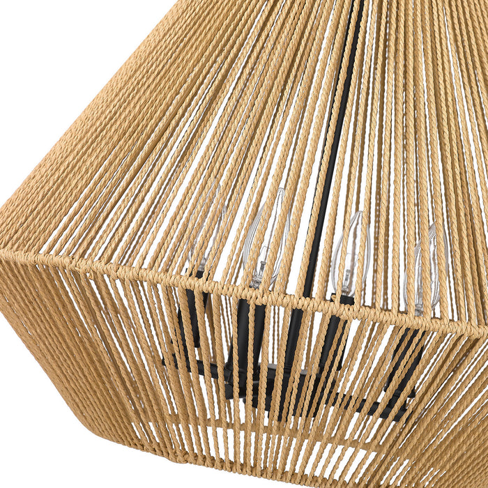 Golden 6937-4P BLK-NR Four Light Pendant, Matte Black