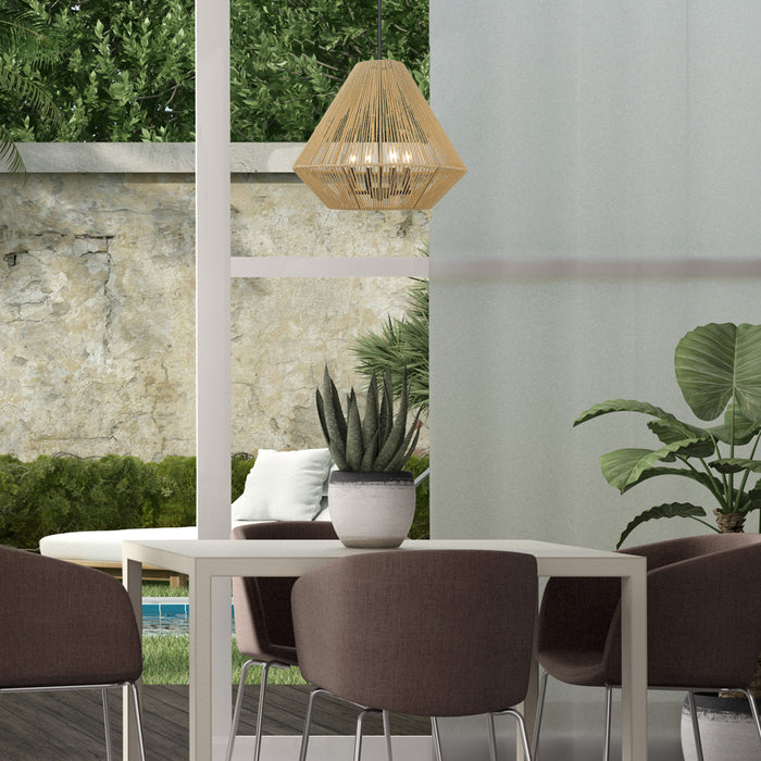 Golden 6937-4P BLK-NR Four Light Pendant, Matte Black