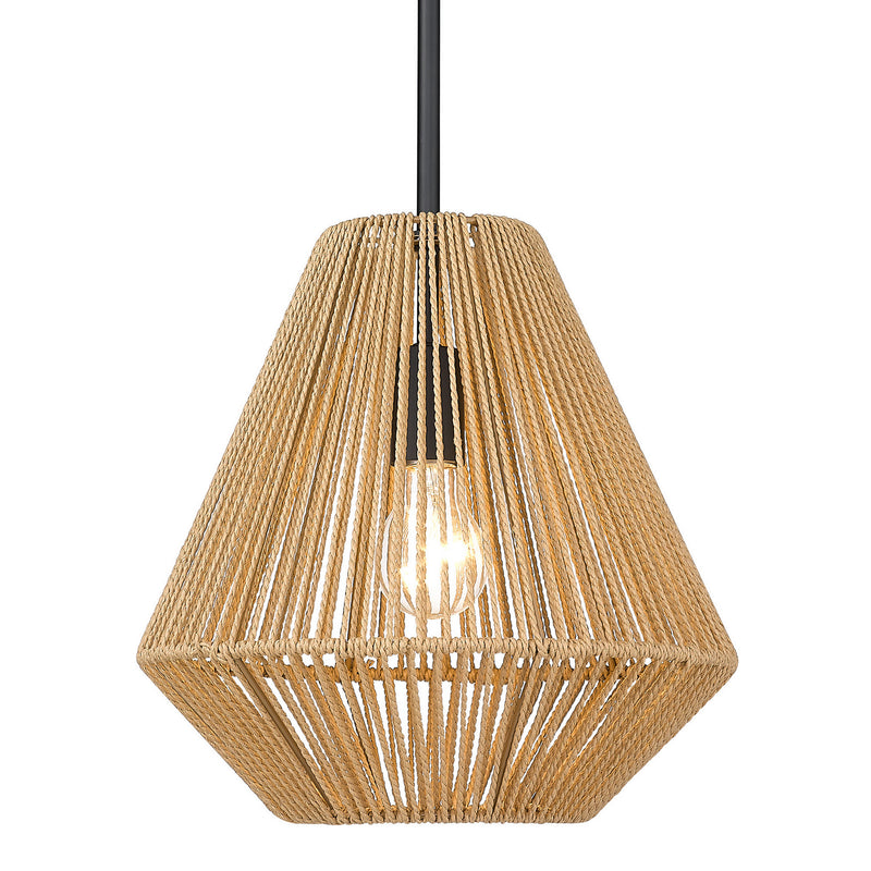 Golden 6937-M BLK-NR One Light Pendant, Matte Black