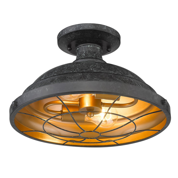 Golden 7312-SF BP Two Light Semi-Flush Mount, Black Patina