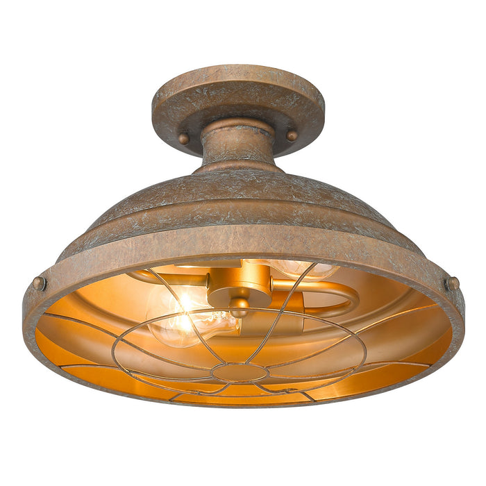 Golden 7312-SF CP Two Light Semi-Flush Mount, Copper Patina
