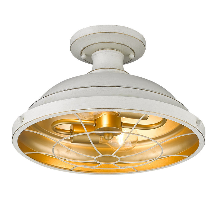 Golden 7312-SF FW Two Light Semi-Flush Mount, French White