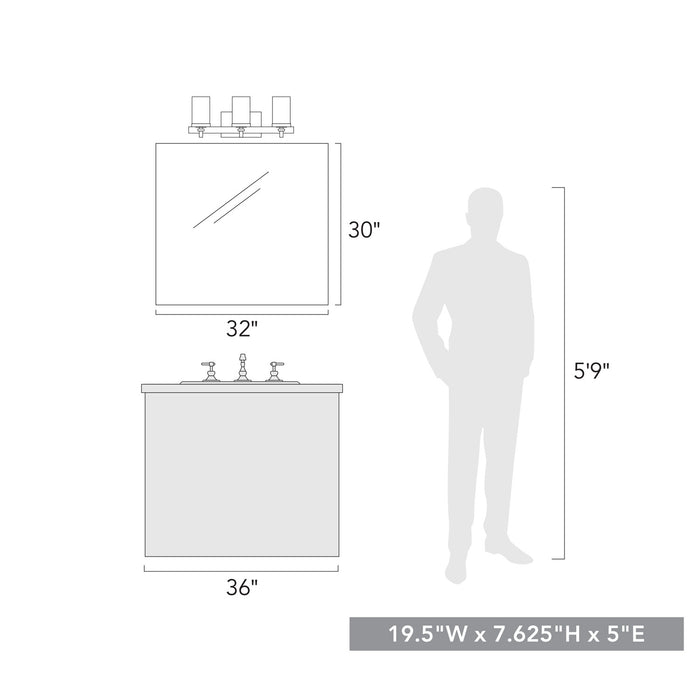 Golden DDDD-BA3 BLK-OP Three Light Bath Vanity, Matte Black