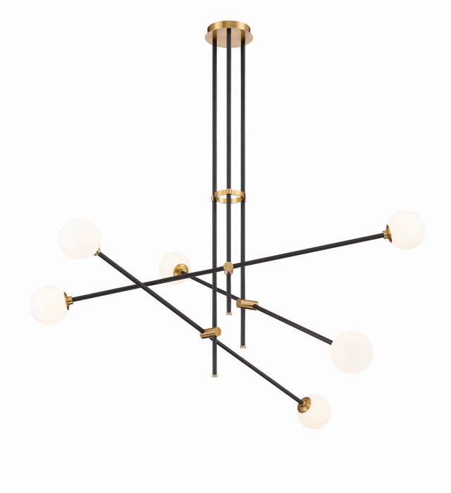 George Kovacs P8151-681 Six Light Pendant, Coal And Aged Brass