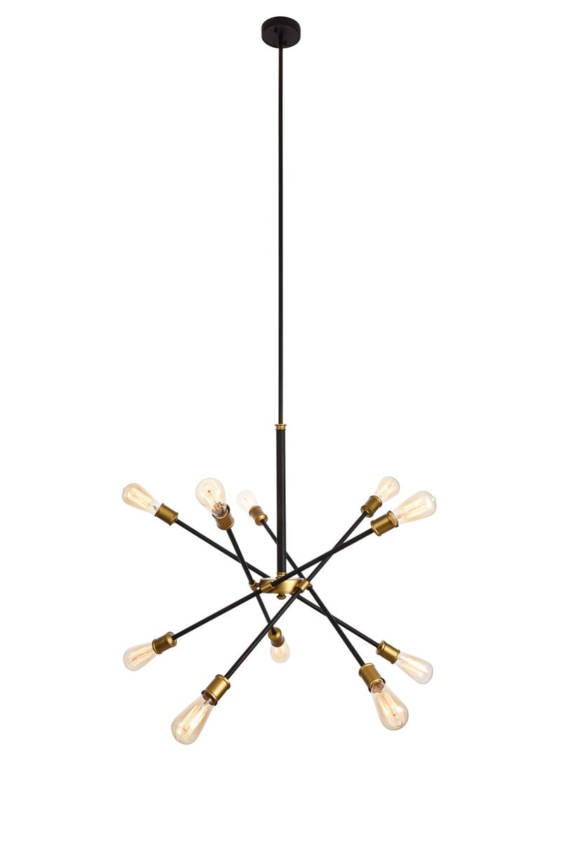 Elegant Lighting LD8003D28BK Ten Light Chandelier, black