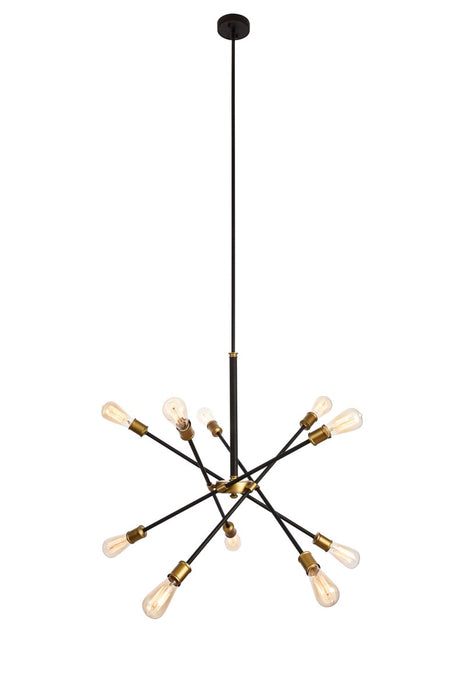 Elegant Lighting LD8003D28BK Ten Light Chandelier, black