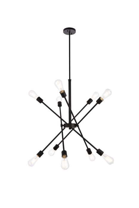 Elegant Lighting LD8003D28BLA Ten Light Pendant, Black
