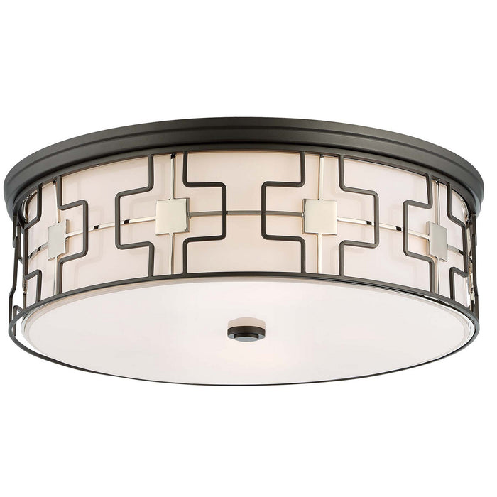 Minka-Lavery 1846-105-L LED Flush Mount, Dark Gray W/Polished Nickel