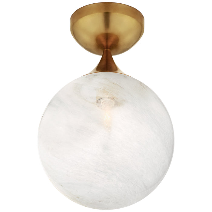 Visual Comfort Signature ARN 4400HAB-WG One Light Flush Mount, Hand-Rubbed Antique Brass