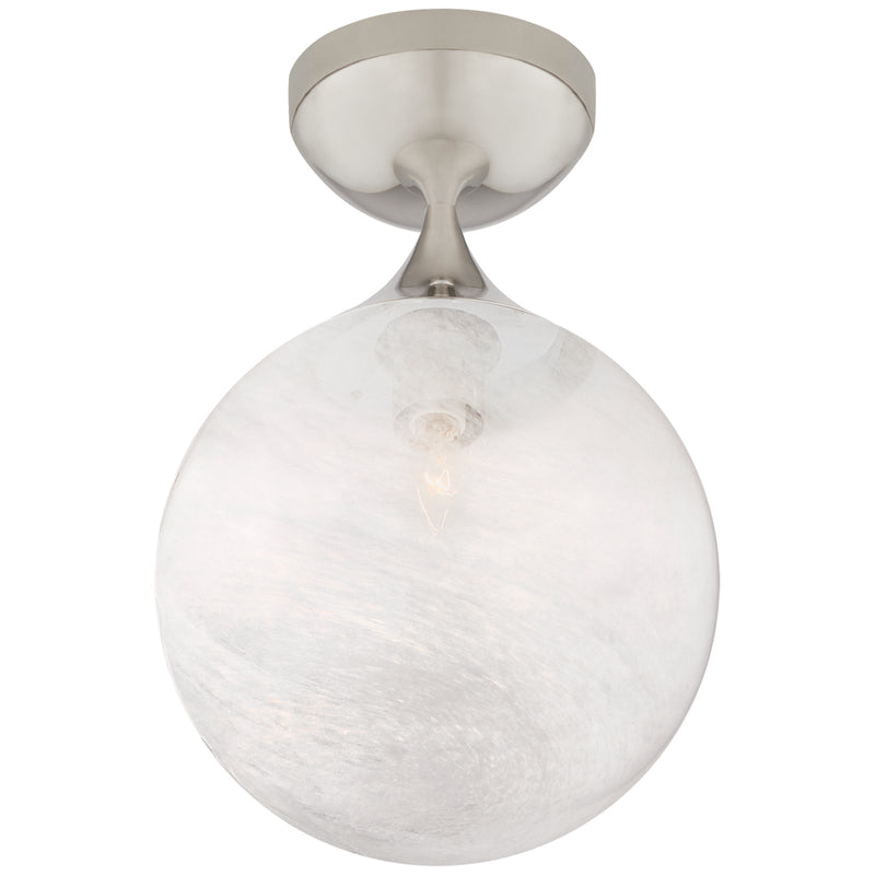 Visual Comfort Signature ARN 4400PN-WG One Light Flush Mount, Polished Nickel