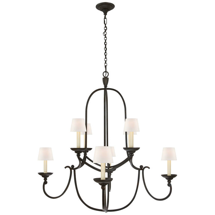 Visual Comfort Signature CHC 1494AI-L Eight Light Chandelier, Aged Iron