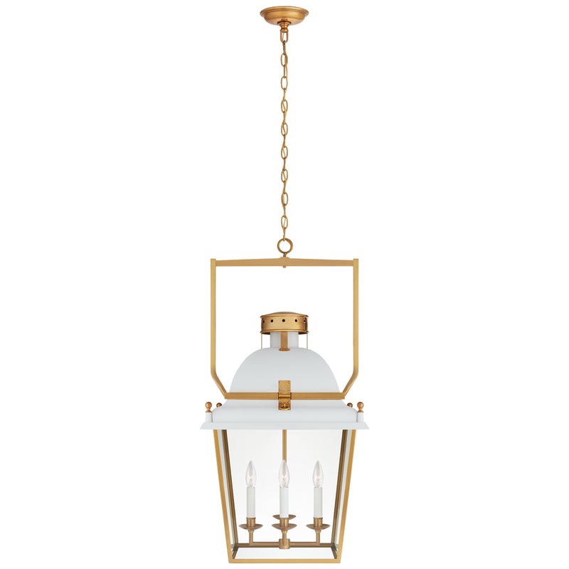 Visual Comfort Signature CHC 5109WHT/AB-CG Four Light Lantern, Matte White and Antique-Burnished Brass