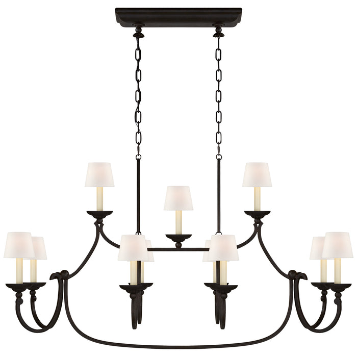 Visual Comfort Signature CHC 5495AI-L 11 Light Linear Pendant, Aged Iron