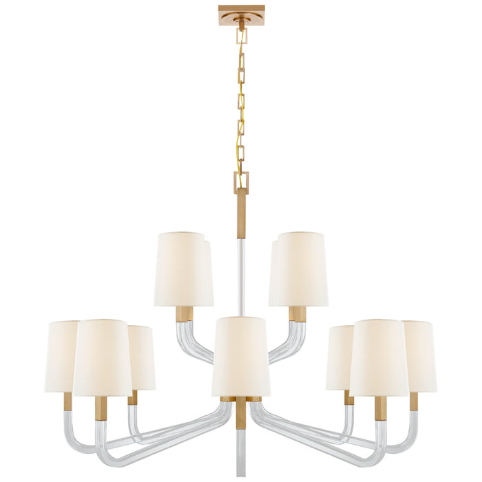 Visual Comfort Signature CHC 5904AB/CG-L 12 Light Chandelier, Antique-Burnished Brass and Crystal
