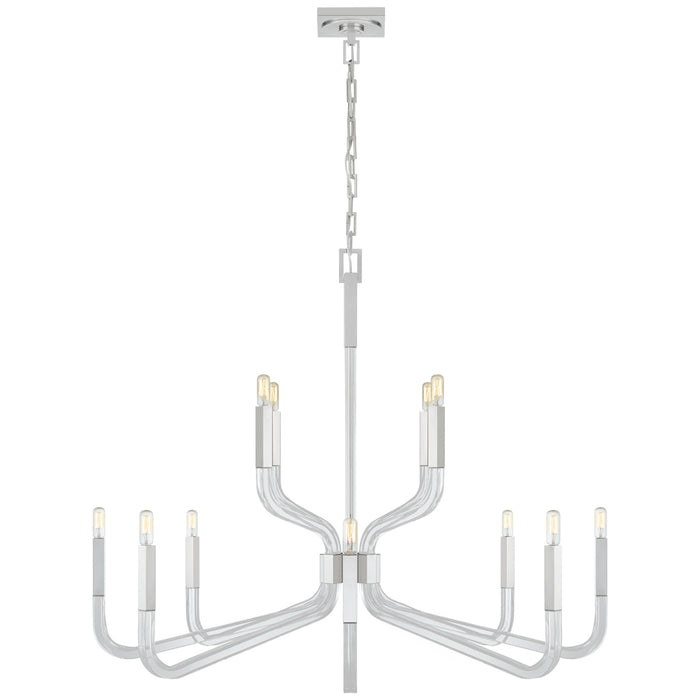 Visual Comfort Signature CHC 5904PN/CG 12 Light Chandelier, Polished Nickel and Crystal