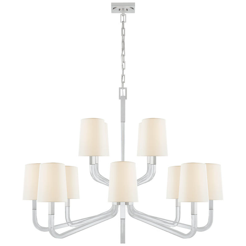 Visual Comfort Signature CHC 5904PN/CG-L 12 Light Chandelier, Polished Nickel and Crystal