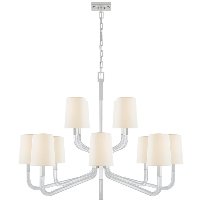 Visual Comfort Signature CHC 5904PN/CG-L 12 Light Chandelier, Polished Nickel and Crystal
