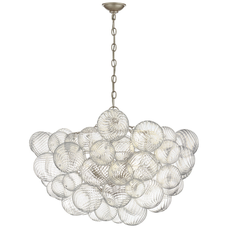 Visual Comfort Signature JN 5112BSL/CG Eight Light Chandelier, Burnished Silver Leaf and Clear Swirled Glass