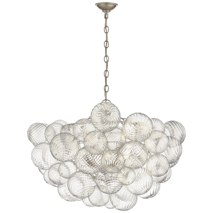 Visual Comfort Signature JN 5112BSL/CG Eight Light Chandelier, Burnished Silver Leaf and Clear Swirled Glass