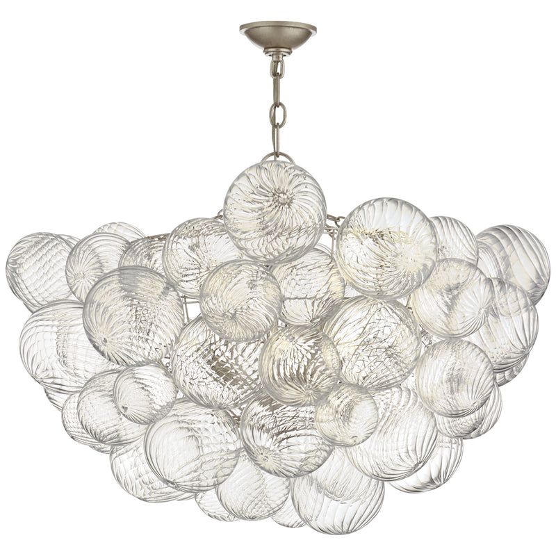 Visual Comfort Signature JN 5112BSL/CG Eight Light Chandelier, Burnished Silver Leaf and Clear Swirled Glass