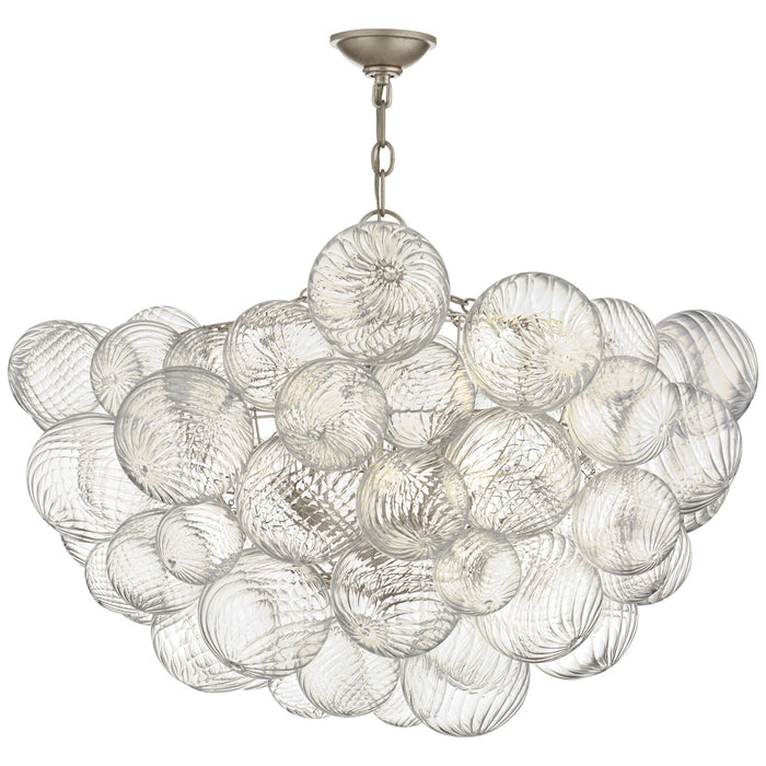 Visual Comfort Signature JN 5112BSL/CG Eight Light Chandelier, Burnished Silver Leaf and Clear Swirled Glass