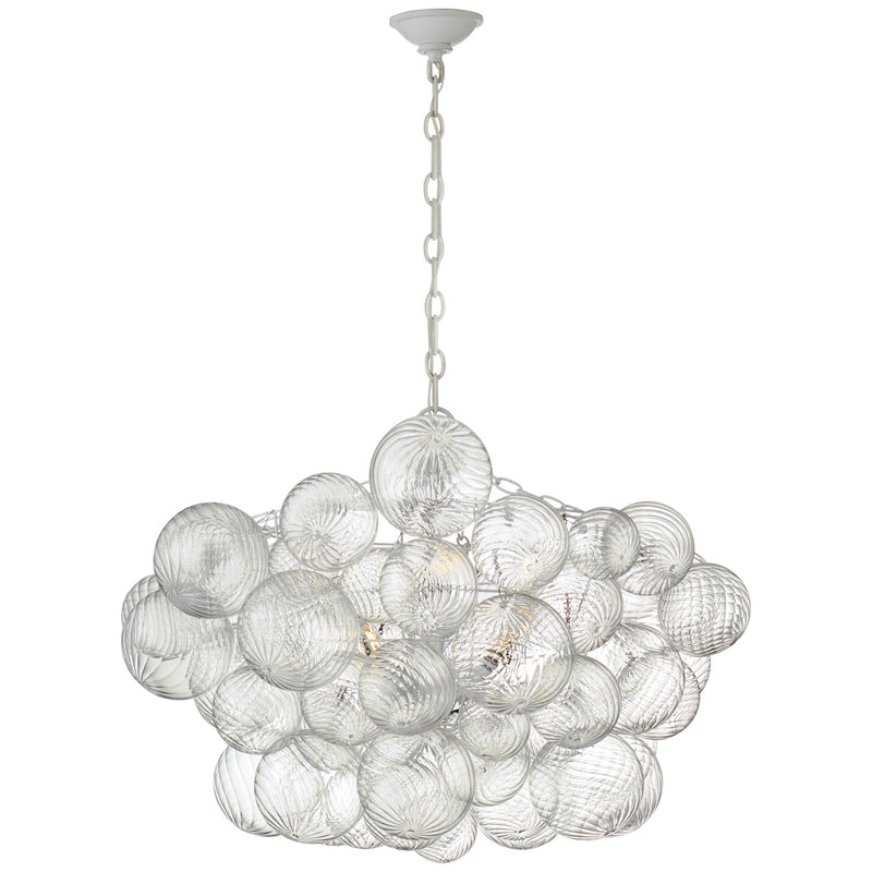 Visual Comfort Signature JN 5112PW/CG Eight Light Chandelier, Plaster White and Clear Swirled Glass