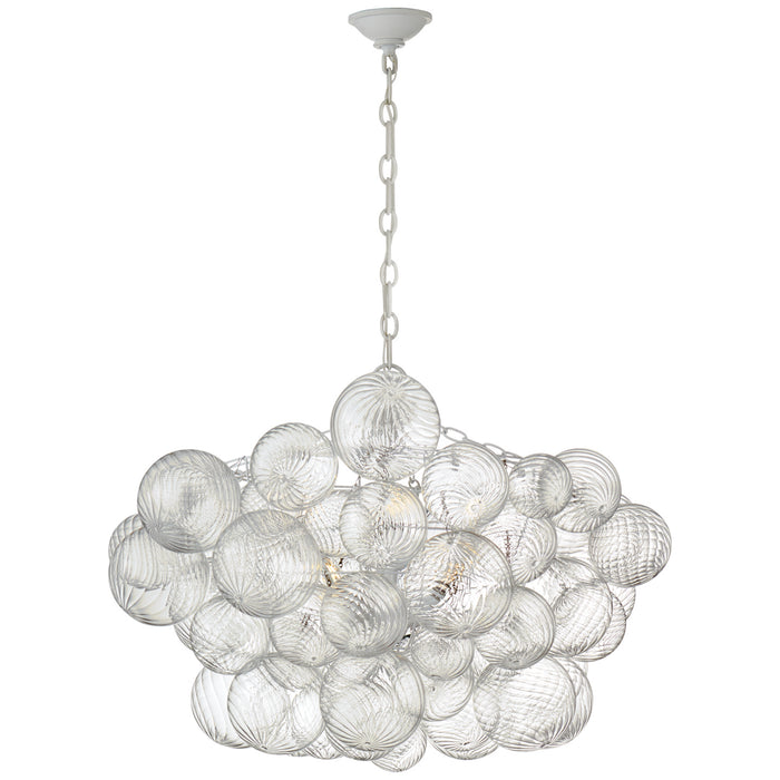 Visual Comfort Signature JN 5112PW/CG Eight Light Chandelier, Plaster White and Clear Swirled Glass