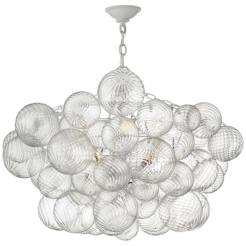 Visual Comfort Signature JN 5112PW/CG Eight Light Chandelier, Plaster White and Clear Swirled Glass