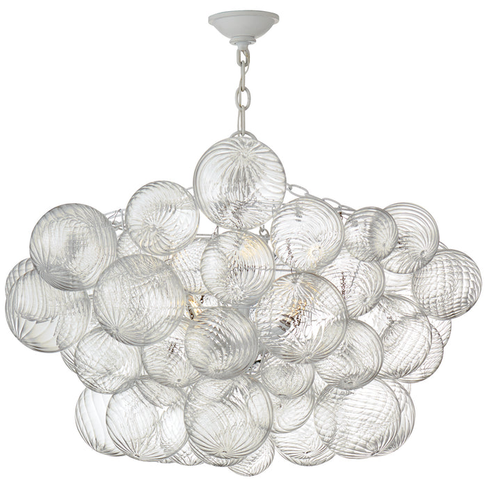 Visual Comfort Signature JN 5112PW/CG Eight Light Chandelier, Plaster White and Clear Swirled Glass