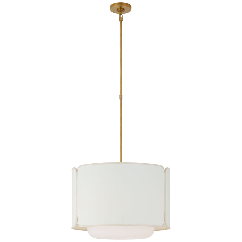 Visual Comfort Signature KS 5081SB/WG-L/CRE LED Pendant, Soft Brass and Soft White Glass