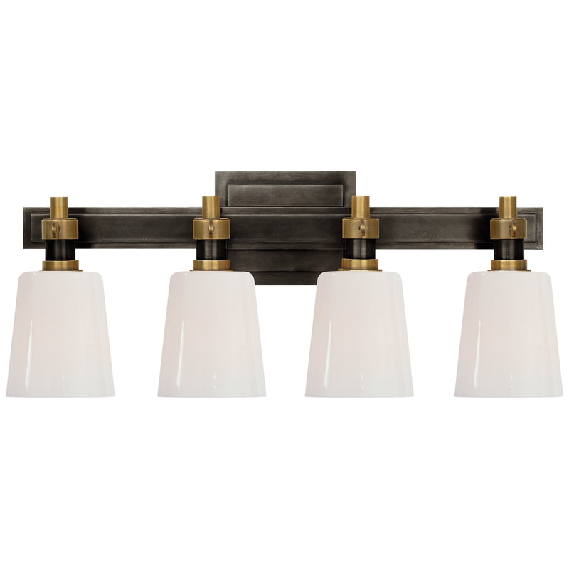 Visual Comfort Signature TOB 2153BZ/HAB-WG Four Light Bath Lighting, Bronze and Hand-Rubbed Antique Brass