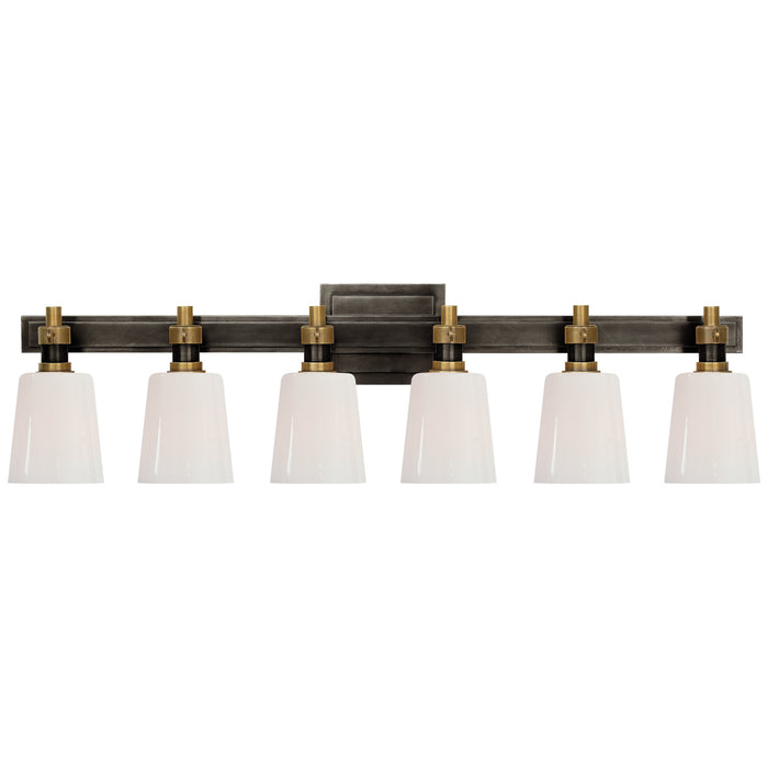 Visual Comfort Signature TOB 2154BZ/HAB-WG Six Light Linear Bath Sconce, Bronze and Hand-Rubbed Antique Brass