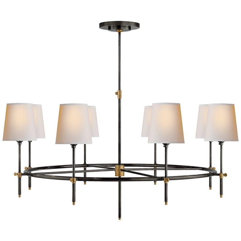 Visual Comfort Signature TOB 5024BZ/HAB-NP Eight Light Chandelier, Bronze And Hand-Rubbed Antique Brass
