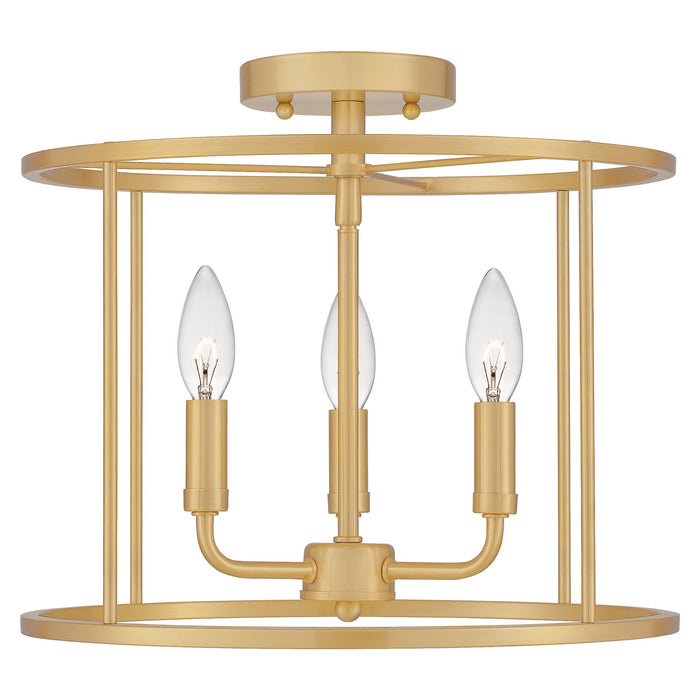 Quoizel ABR1714AB Three Light Semi Flush Mount, Aged Brass