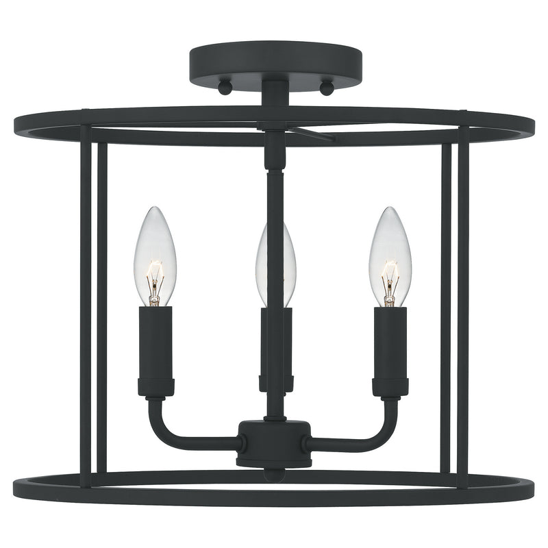 Quoizel ABR1714MBK Three Light Semi Flush Mount, Matte Black