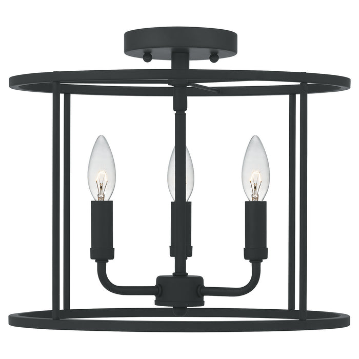 Quoizel ABR1714MBK Three Light Semi Flush Mount, Matte Black
