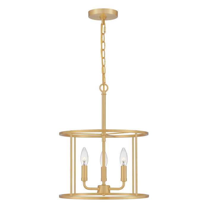 Quoizel ABR2814AB Three Light Pendant, Aged Brass