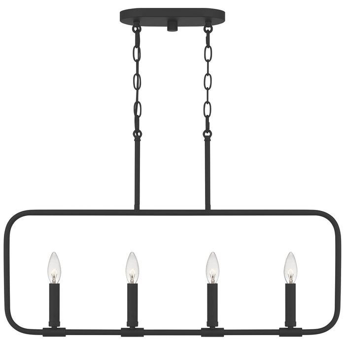 Quoizel ABR432MBK Four Light Linear Chandelier, Matte Black