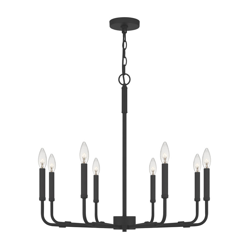 Quoizel ABR5028MBK Eight Light Chandelier, Matte Black