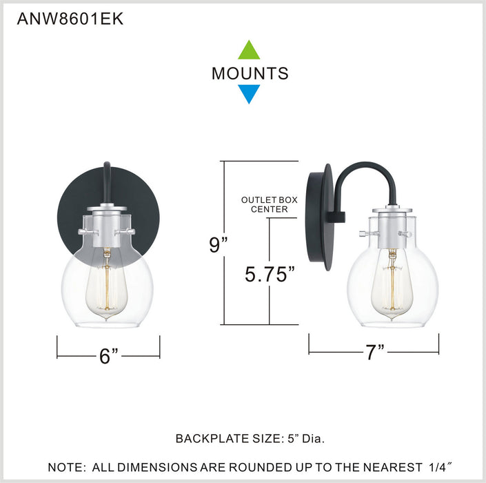Quoizel ANW8601EK One Light Wall Sconce, Earth Black