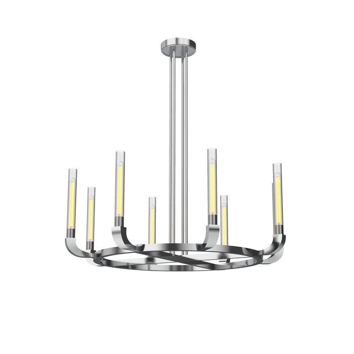 Alora CH316008PNCR Eight Light Chandelier, Polished Nickel/Ribbed Glass