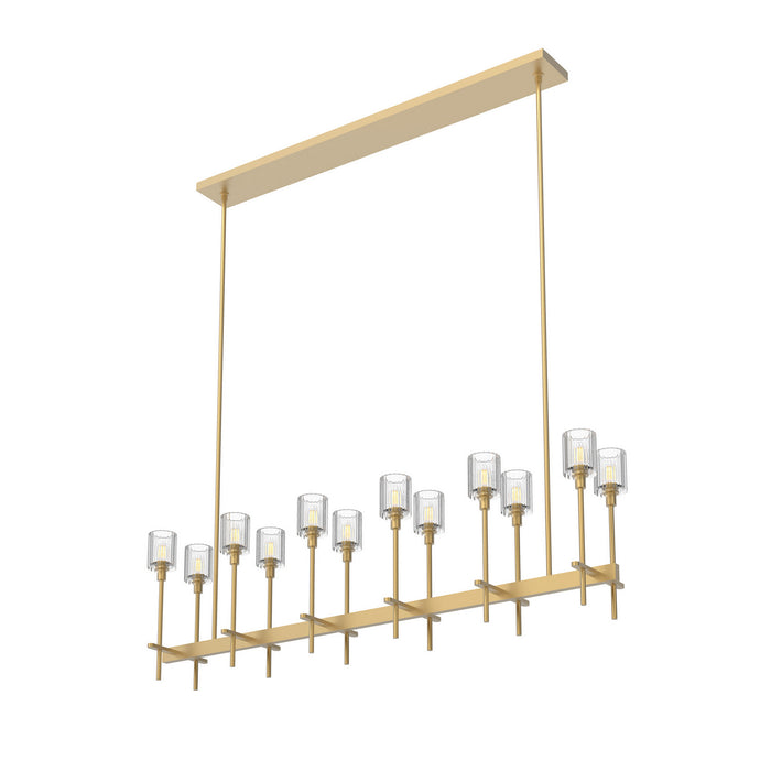 Alora LP314312VBRC 12 Light Island Pendant, Ribbed Crystal/Vintage Brass