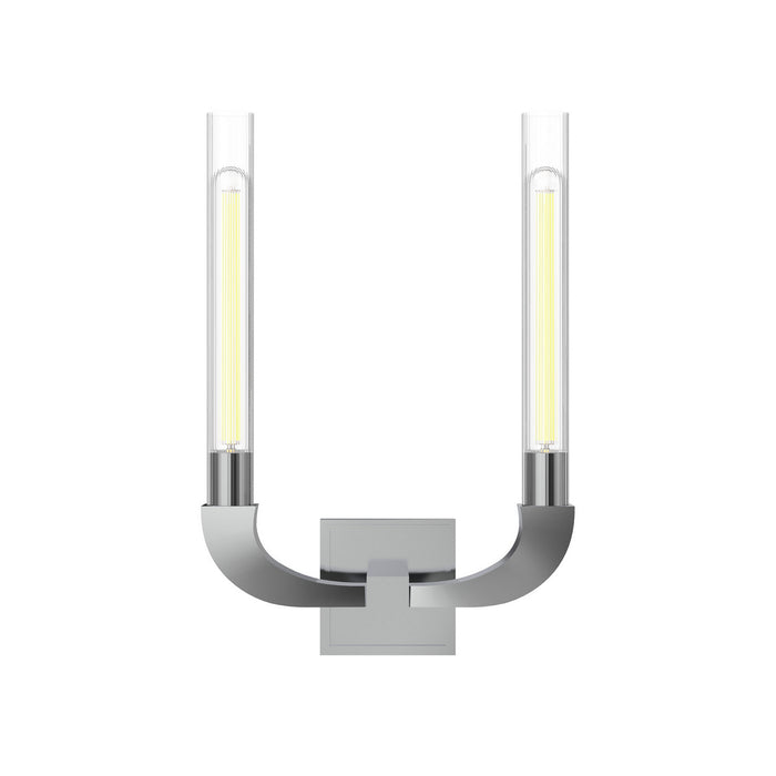 Alora WV316002PNCR Two Light Bathroom Fixture, Polished Nickel/Ribbed Glass