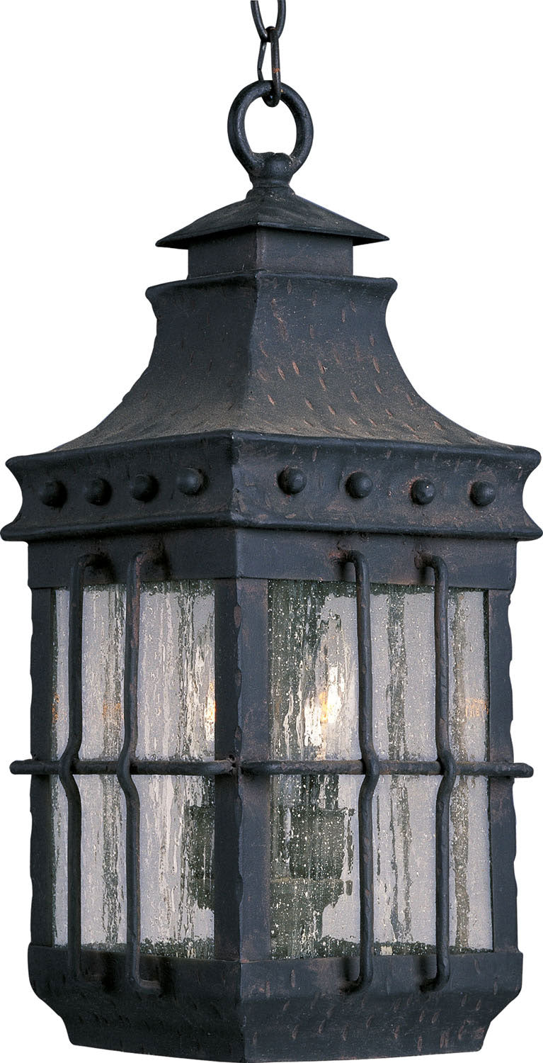 Maxim 30088CDCF Three Light Outdoor Hanging Lantern, Country Forge