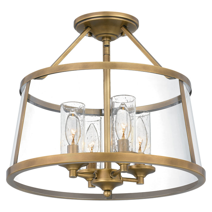 Quoizel BAW1716WS Four Light Semi-Flush Mount, Weathered Brass
