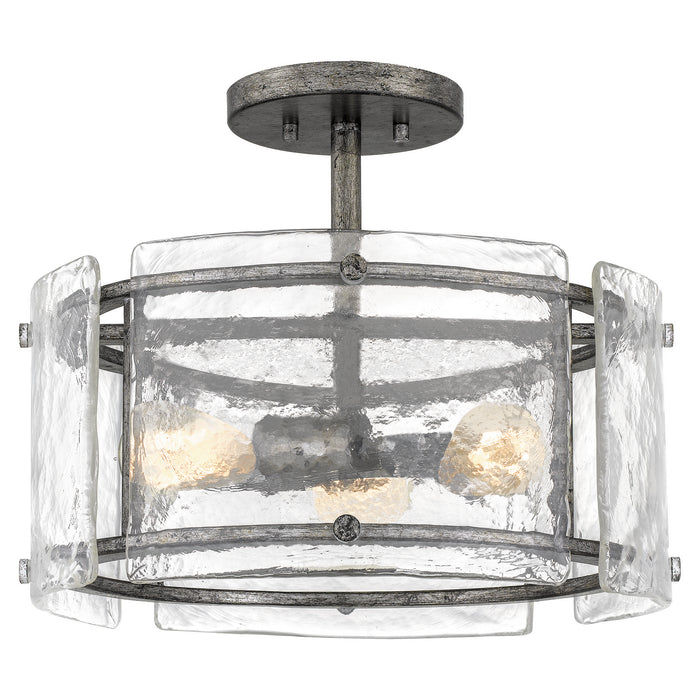 Quoizel FTS1716MM Three Light Semi Flush Mount, Mottled Silver