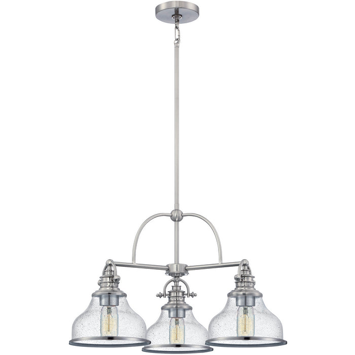 Quoizel GRTS5103BN Three Light Chandelier, Brushed Nickel