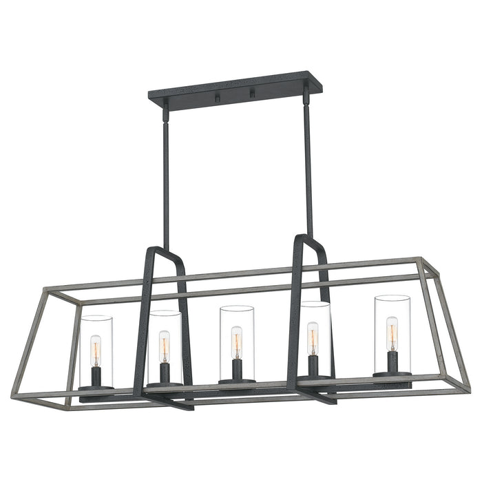Quoizel QF5277DO Five Light Linear Chandelier, Distressed Iron
