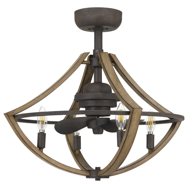 Quoizel SHR3123RK Four Light Fandelier, Rustic Black
